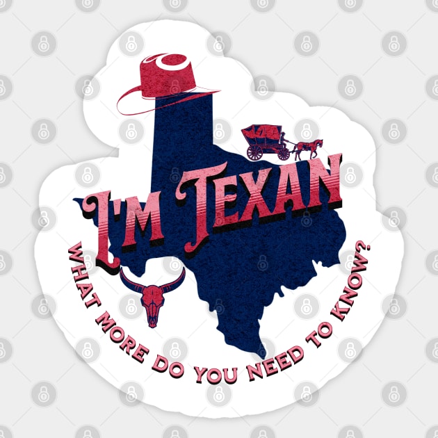 I'm Texan v1 Red/Grunge Sticker by WarFX Designs